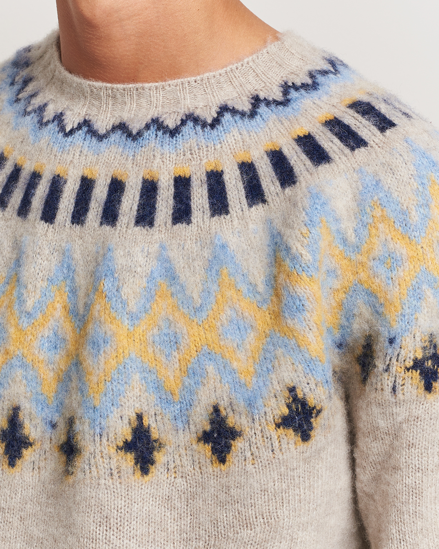 Hombres | Jerséis y prendas de punto | Howlin' | Brushed Wool Fair Isle Crew Sweater Cosmic Latte