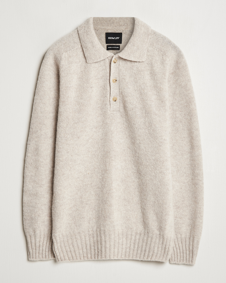 Hombres | Jerséis y prendas de punto | Howlin' | Brushed Wool Polo Cosmic Latte
