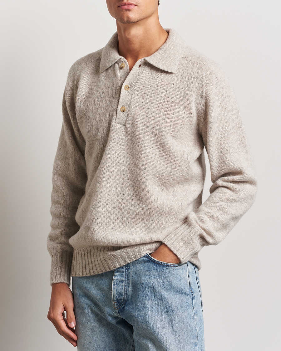 Hombres | Jerséis y prendas de punto | Howlin' | Brushed Wool Polo Cosmic Latte