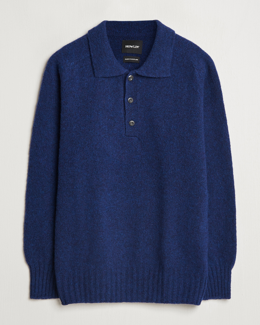 Hombres | Jerséis y prendas de punto | Howlin' | Brushed Wool Polo Magic Blue