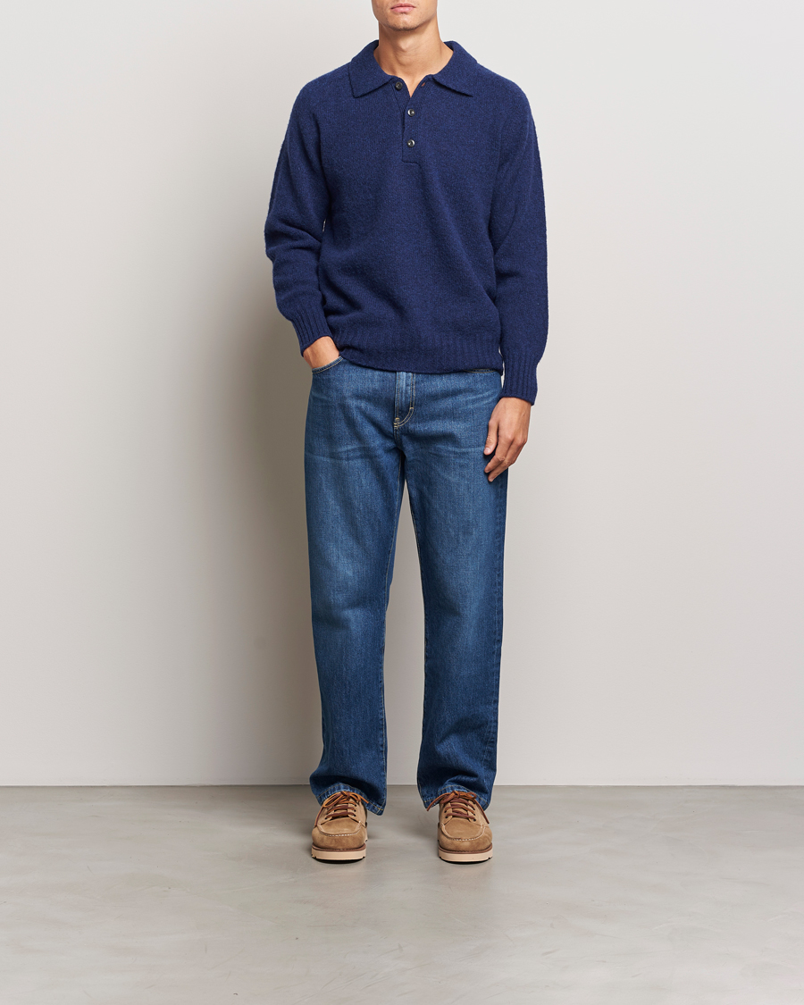 Hombres | Jerséis y prendas de punto | Howlin' | Brushed Wool Polo Magic Blue