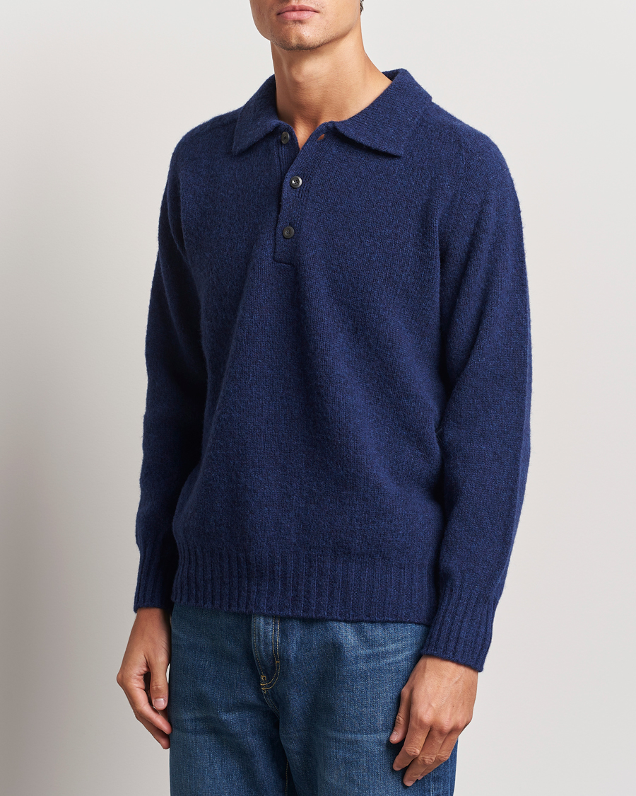 Hombres | Jerséis y prendas de punto | Howlin' | Brushed Wool Polo Magic Blue