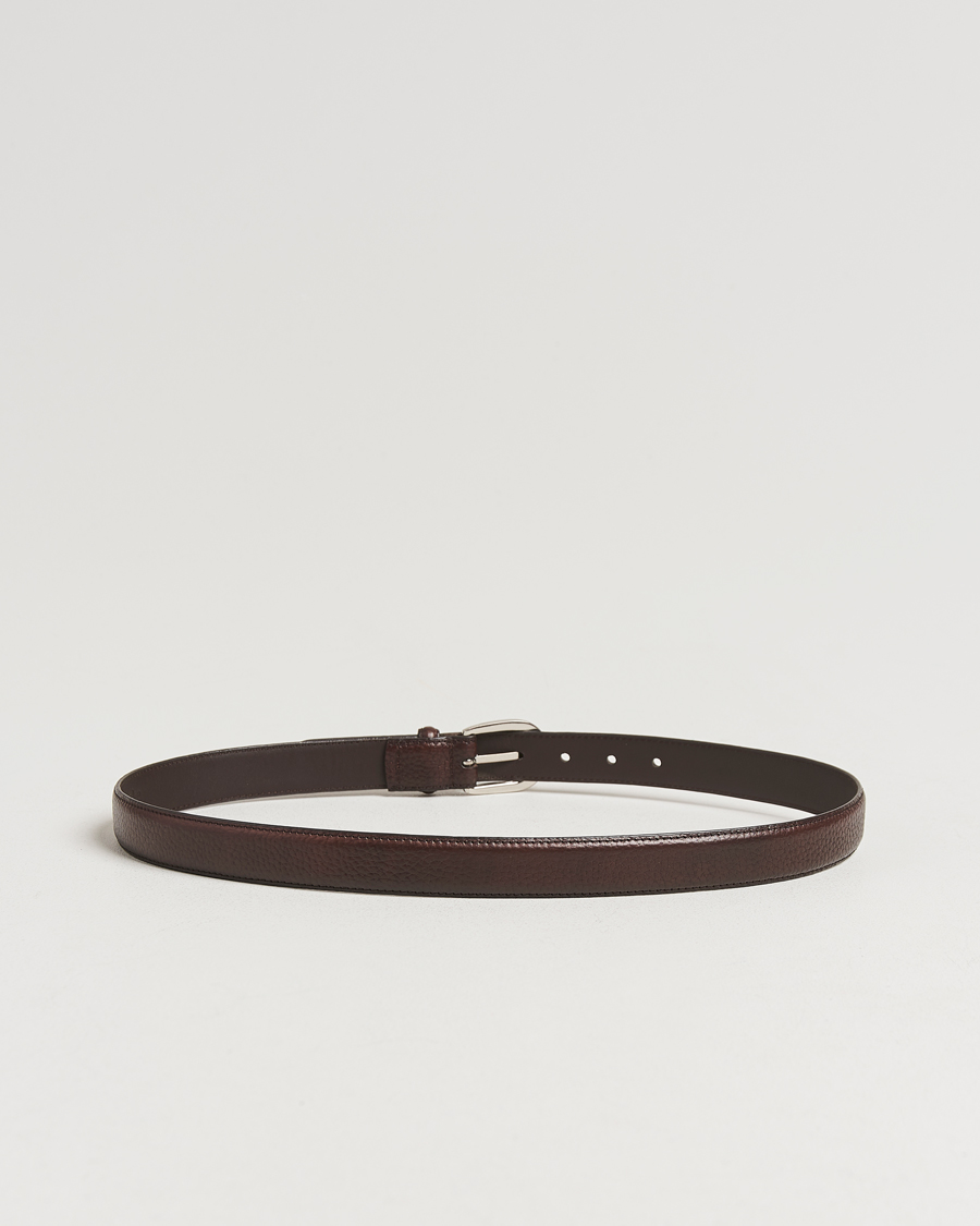 Hombres | Cinturones | Loake Shoemakers | Loake 1880 Harry Grained Leather Belt Dark Brown