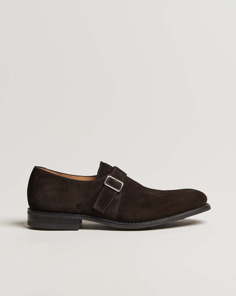 Hombres | Zapatos monk strap | Loake 1880 | 357 Suede Single Monk Dark Brown