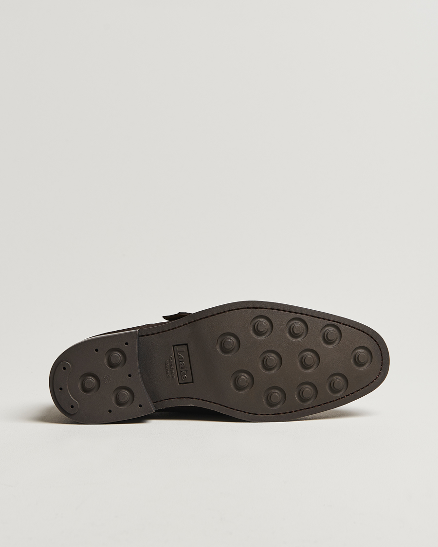 Hombres | Zapatos monk strap | Loake 1880 | 357 Suede Single Monk Dark Brown