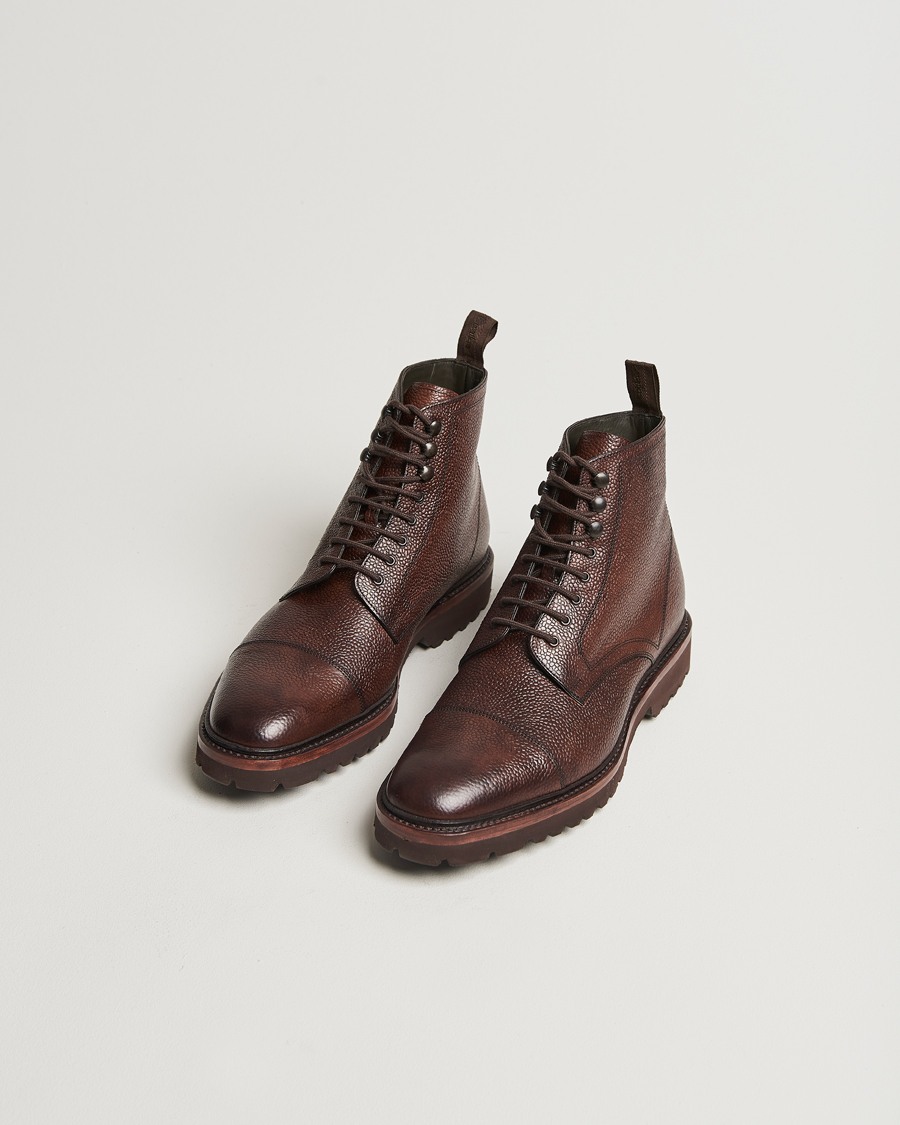 Hombres | Botas | Loake Shoemakers | Aquarius Grained Lightweight Boot Dark Brown