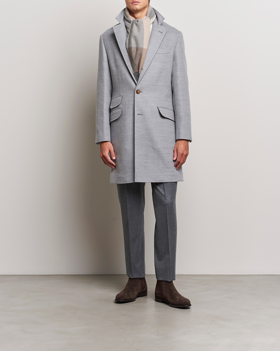 Hombres | Abrigos y chaquetas | Brunello Cucinelli | Single Breasted Beaver Wool Coat Pearl Grey