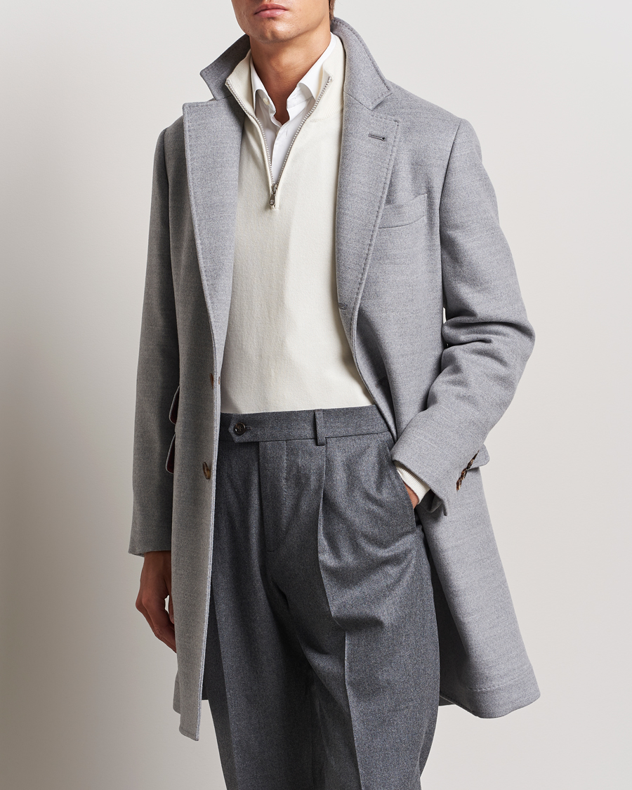 Hombres | Abrigos y chaquetas | Brunello Cucinelli | Single Breasted Beaver Wool Coat Pearl Grey