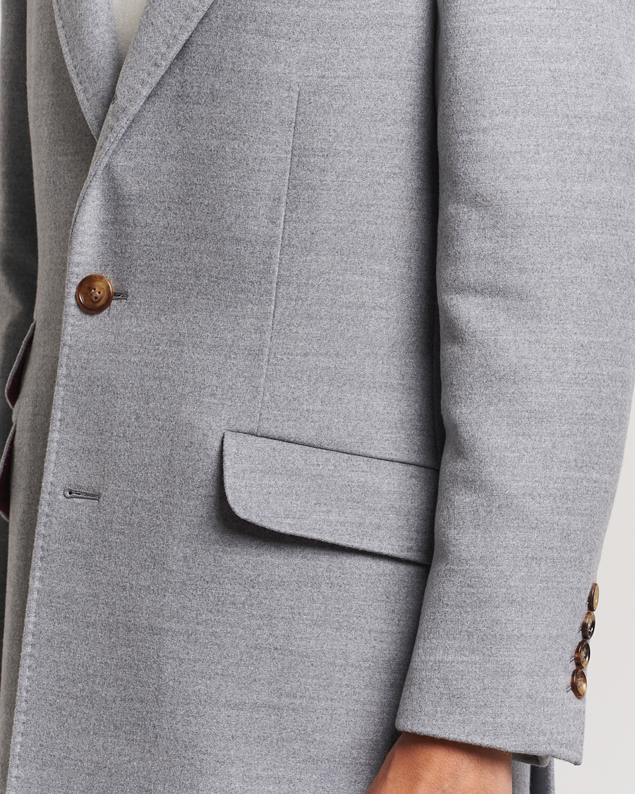 Hombres | Abrigos y chaquetas | Brunello Cucinelli | Single Breasted Beaver Wool Coat Pearl Grey