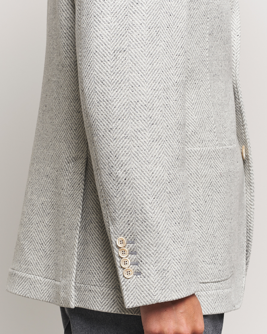 Hombres | Abrigos y chaquetas | Brunello Cucinelli | Cashmere Herringbone City Jacket Pearl Grey