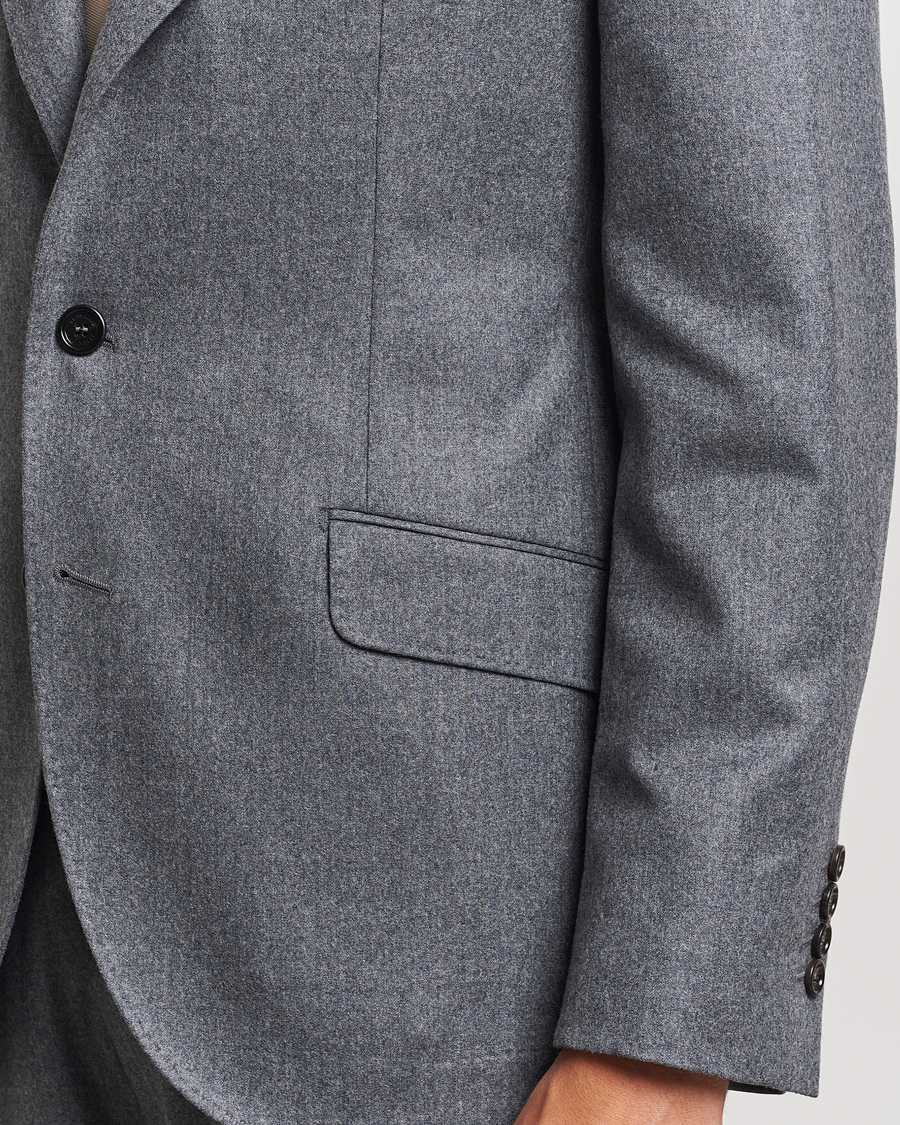 Hombres | Trajes | Brunello Cucinelli | Single Breasted Flannel Suit Grey Melange
