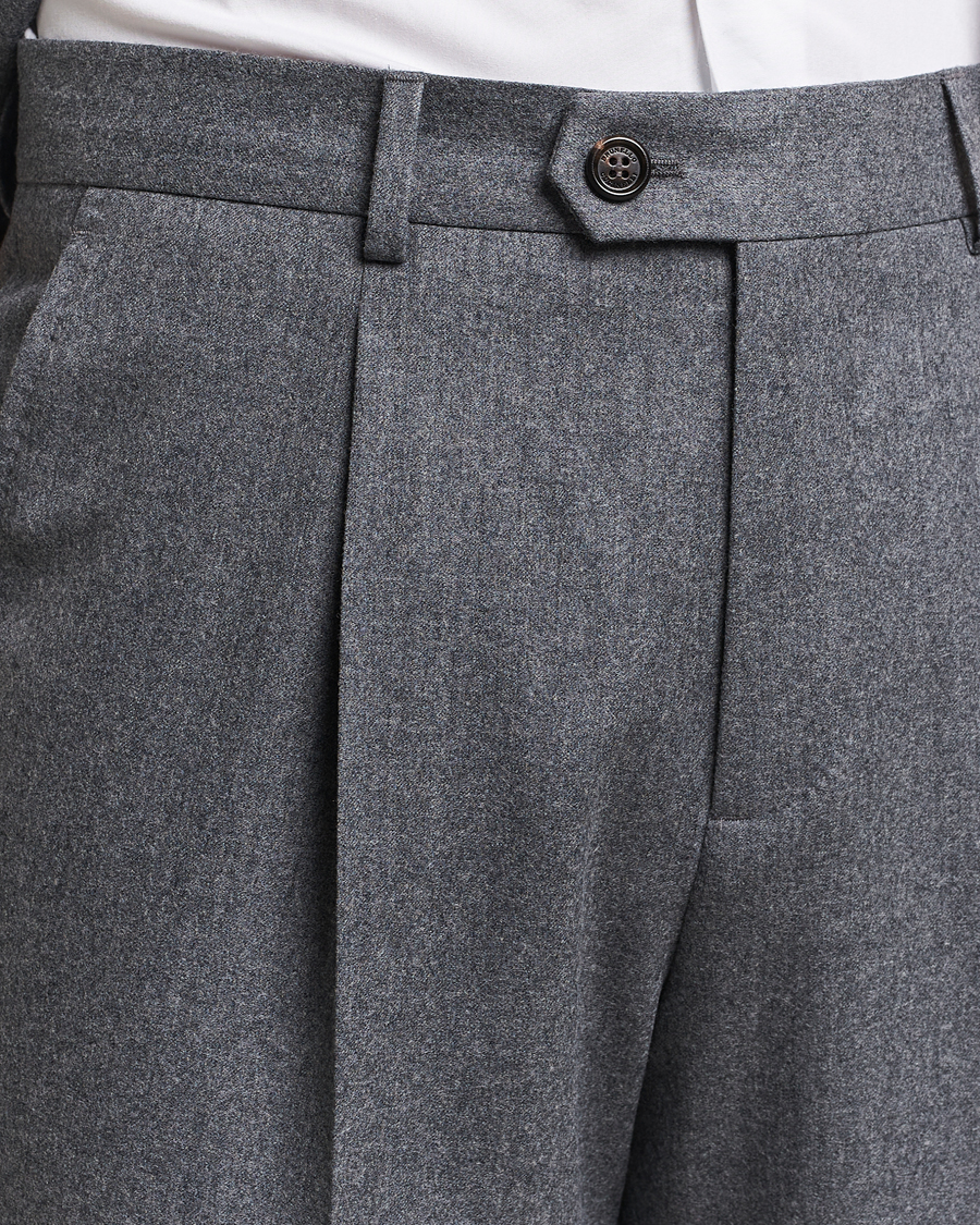 Hombres | Trajes | Brunello Cucinelli | Single Breasted Flannel Suit Grey Melange