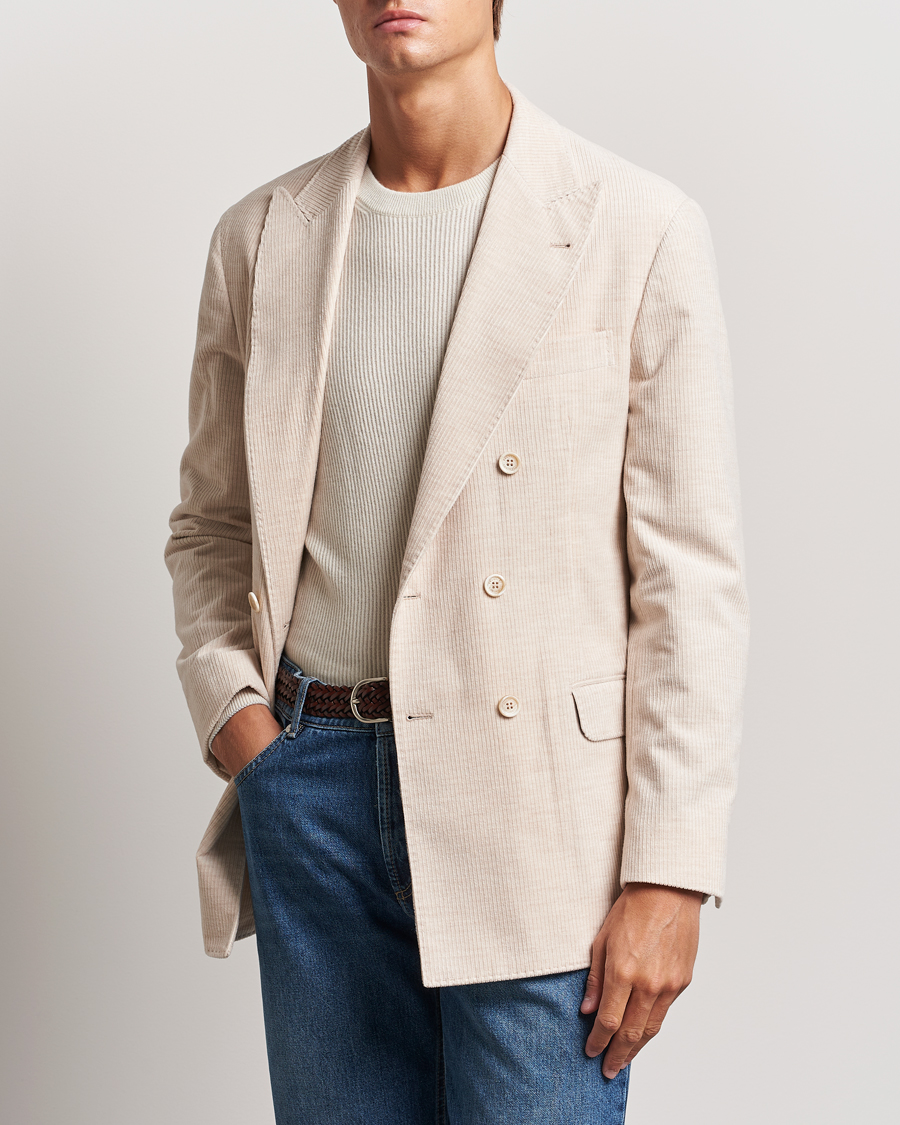 Hombres | Blazers | Brunello Cucinelli | Double Breasted Cashmere Corduroy Blazer Sand