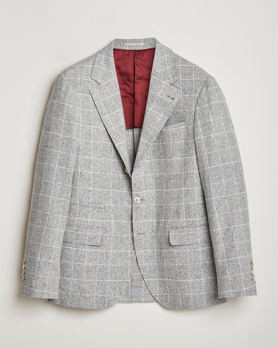Hombres | Blazers | Brunello Cucinelli | Single Breasted Check Blazer Pearl Grey