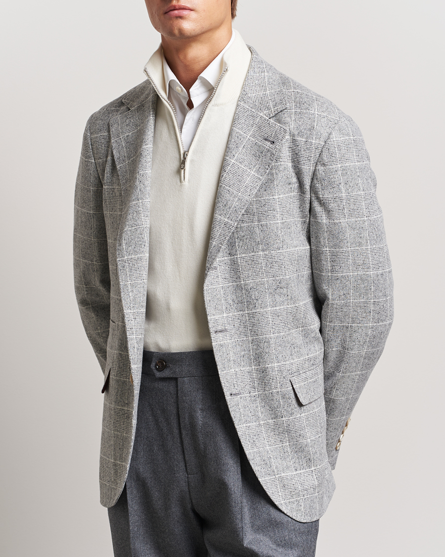 Hombres | Blazers | Brunello Cucinelli | Single Breasted Check Blazer Pearl Grey