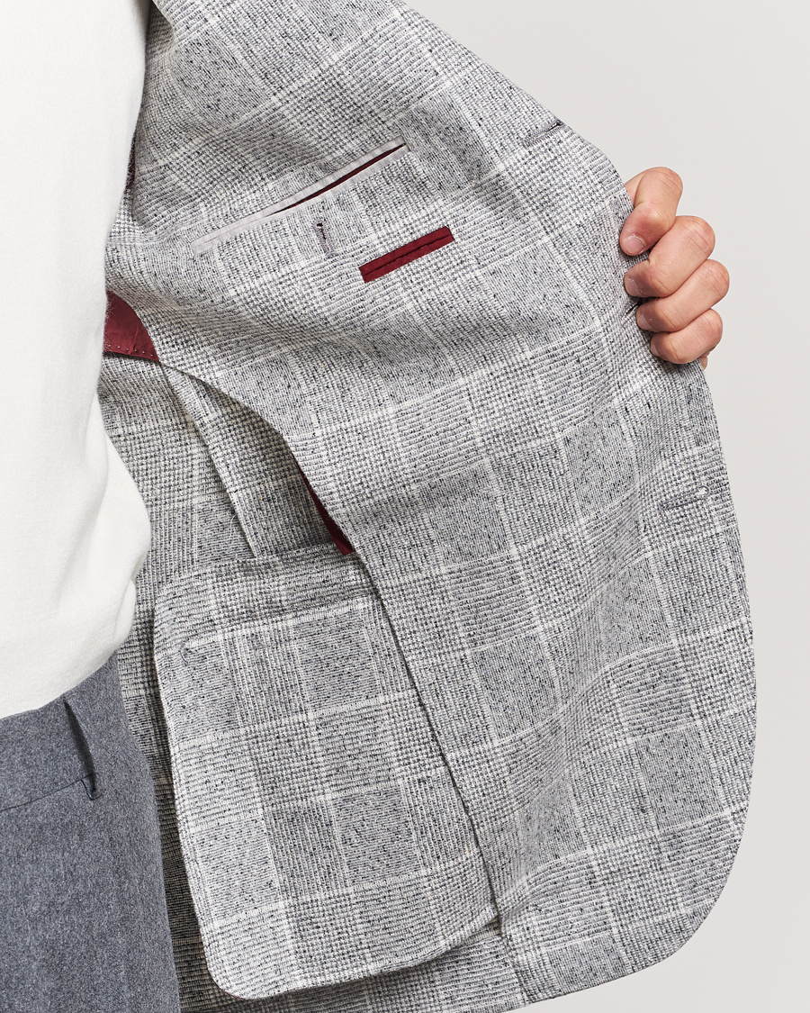 Hombres | Blazers | Brunello Cucinelli | Single Breasted Check Blazer Pearl Grey