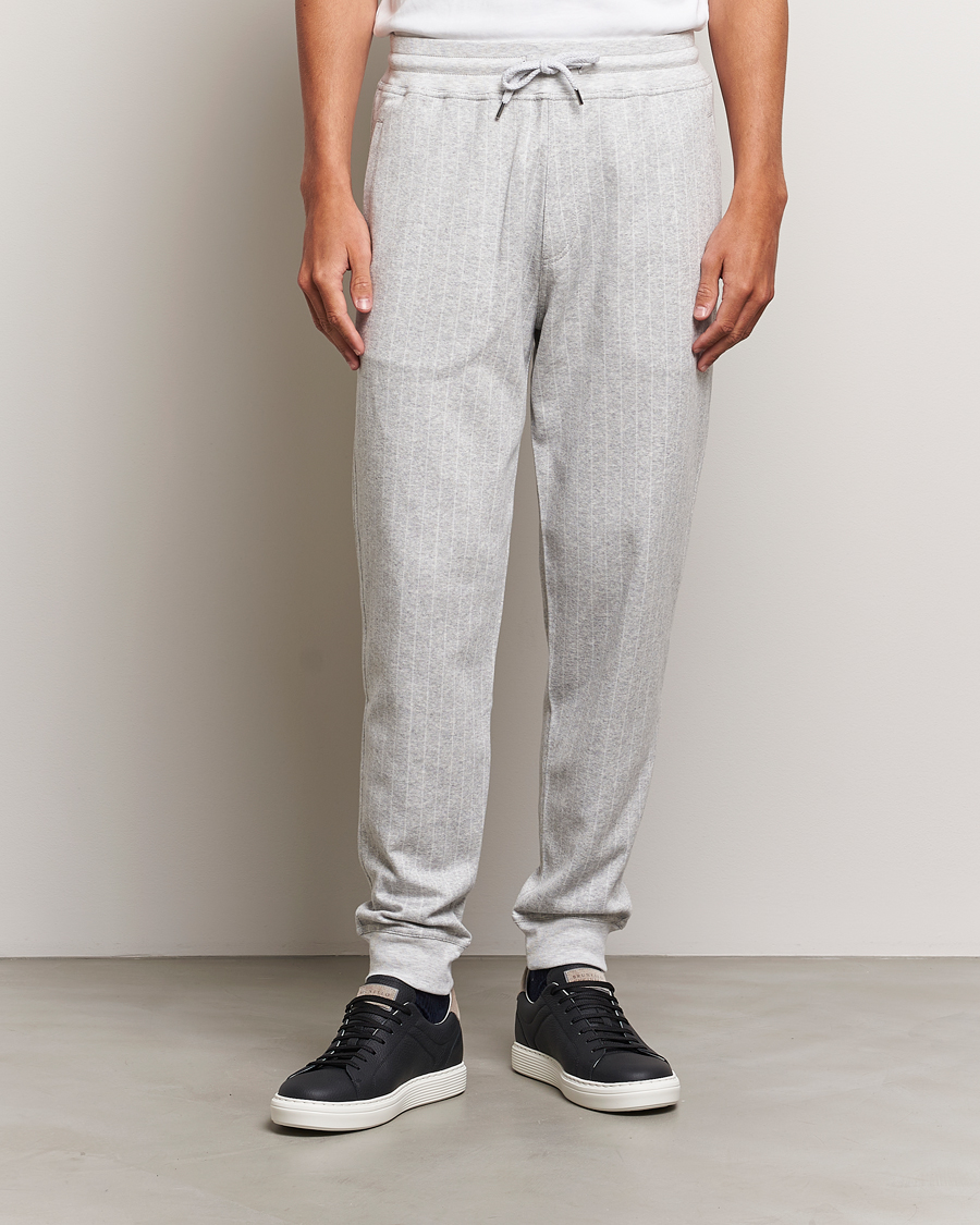 Hombres | Pantalones | Brunello Cucinelli | Soft Pinstripe Sweatpants Pearl Grey