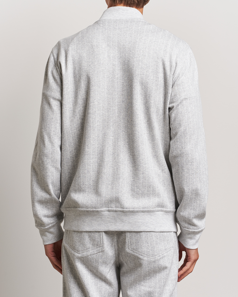 Hombres | Jerséis y prendas de punto | Brunello Cucinelli | Soft Pinstripe Full Zip Sweater Pearl Grey