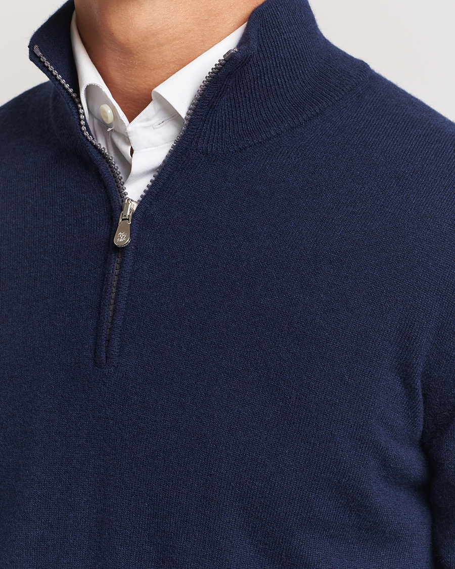 Hombres | Jerséis y prendas de punto | Brunello Cucinelli | 2 Ply Cashmere Half Zip Navy