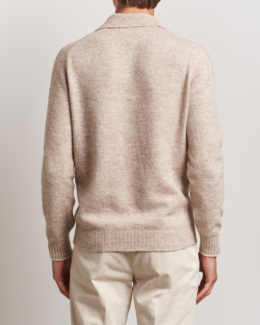 Hombres | Jerséis y prendas de punto | Brunello Cucinelli | Alpaca Wool Long Sleeve Polo Light Beige