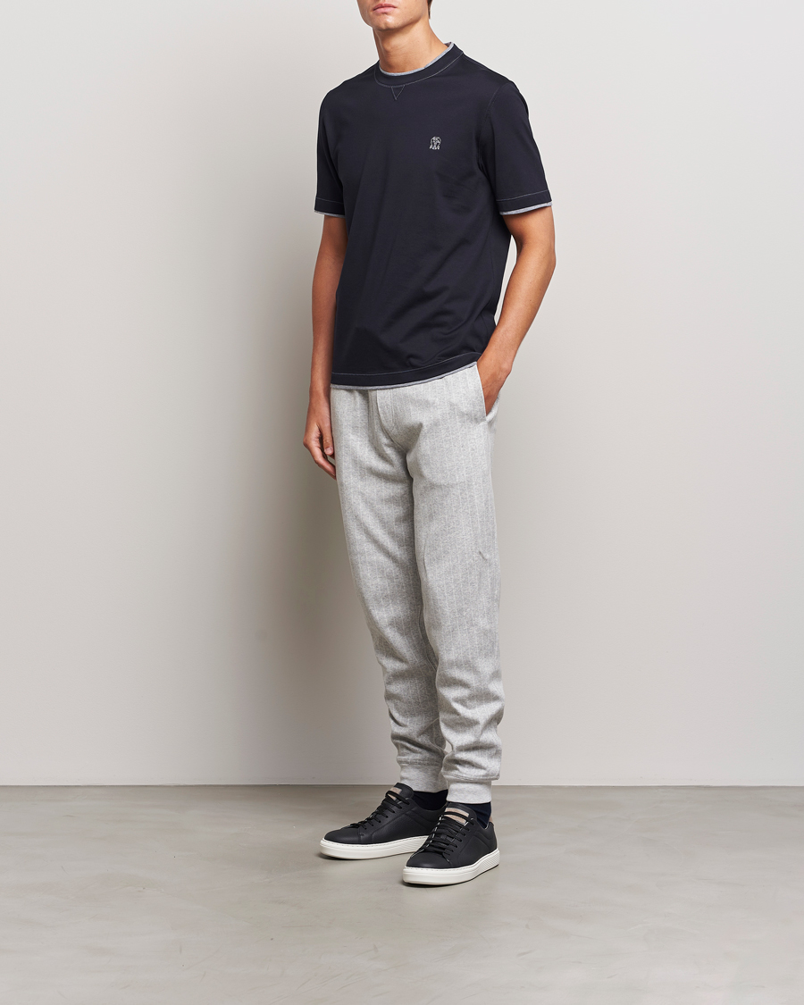 Hombres | Camisetas | Brunello Cucinelli | Short Sleeve Logo T-Shirt Navy