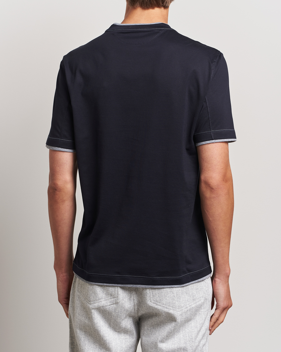 Hombres | Camisetas | Brunello Cucinelli | Short Sleeve Logo T-Shirt Navy