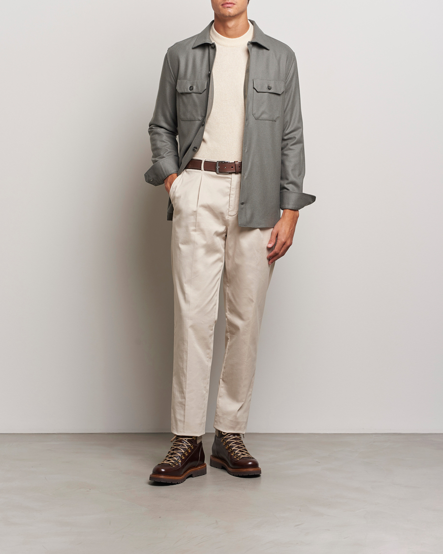 Hombres | Camisas | Brunello Cucinelli | Double Pocket Overshirt Olive