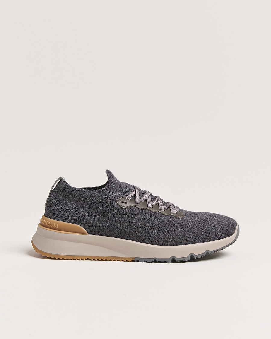 Hombres | Brunello Cucinelli Flannel Running Sneakers Antracite | Brunello Cucinelli | Flannel Running Sneakers Antracite