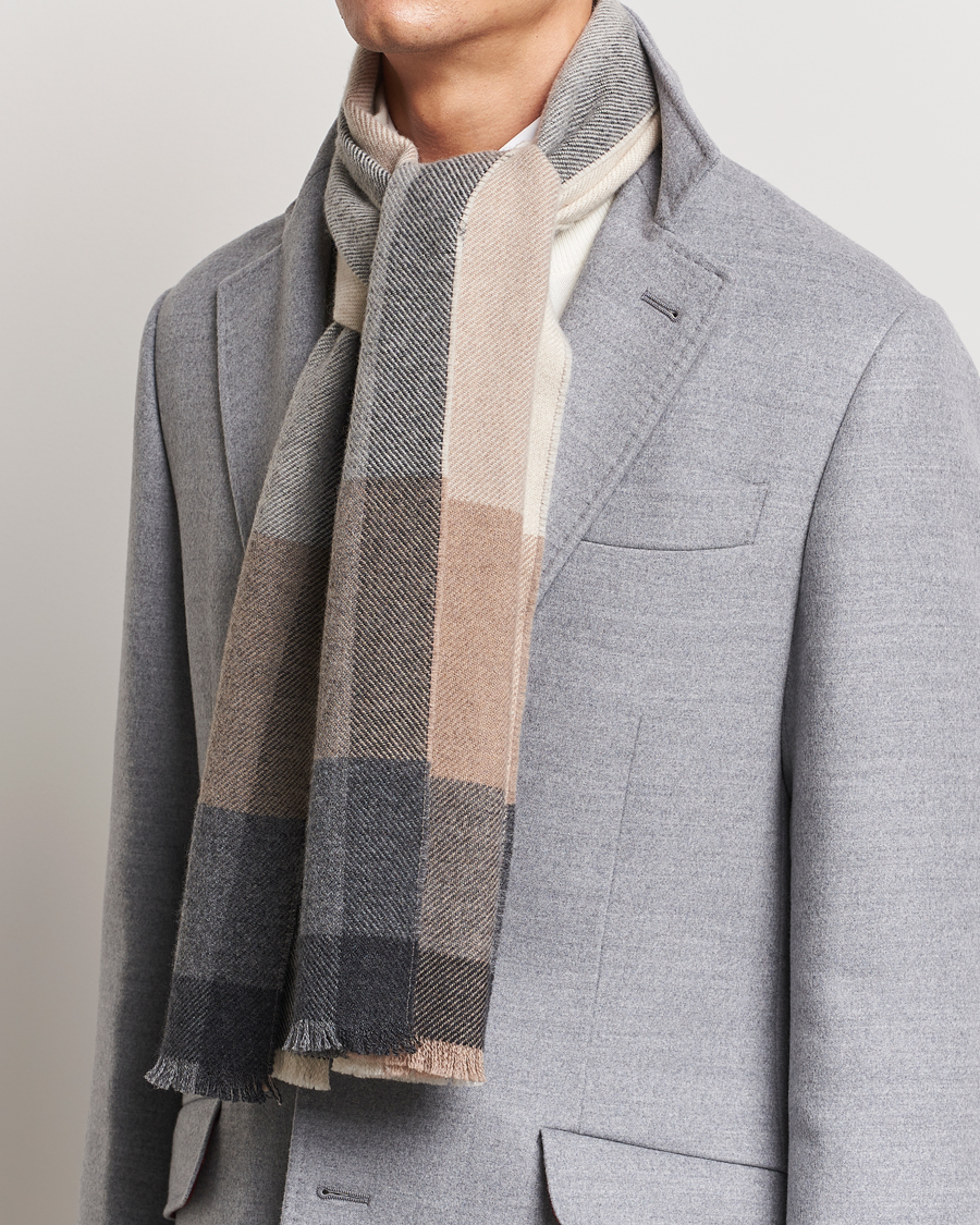 Hombres | Brunello Cucinelli Wool/Cashmere Scarf Grey/Beige | Brunello Cucinelli | Wool/Cashmere Scarf Grey/Beige