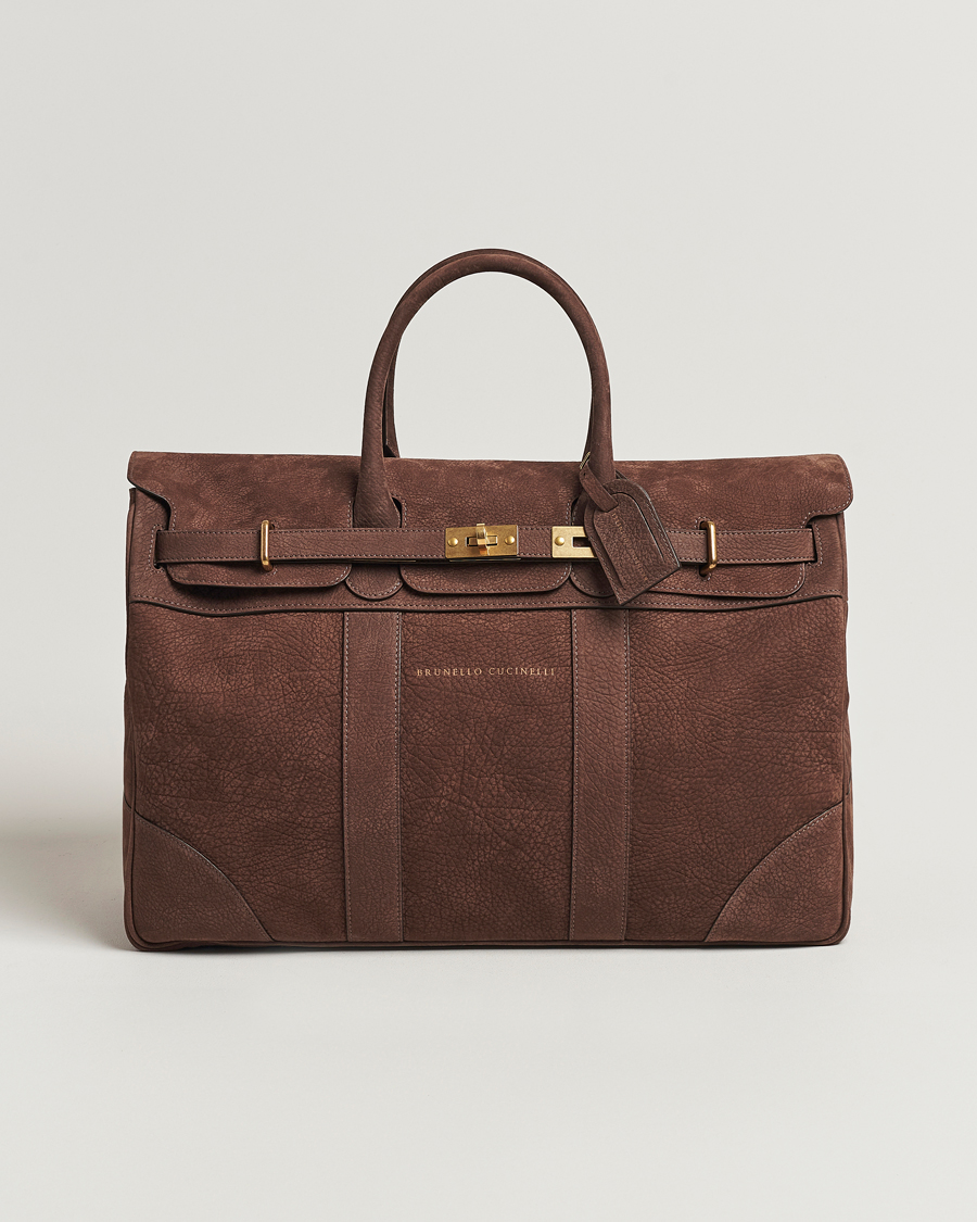 Hombres | Brunello Cucinelli Grain Leather Holdall Dark Brown | Brunello Cucinelli | Grain Leather Holdall Dark Brown