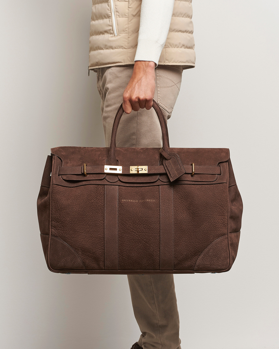 Hombres | Brunello Cucinelli Grain Leather Holdall Dark Brown | Brunello Cucinelli | Grain Leather Holdall Dark Brown