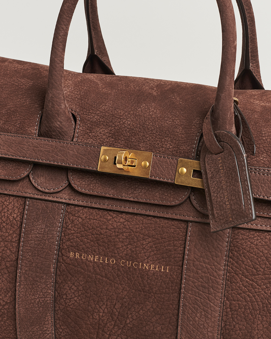 Hombres | Brunello Cucinelli Grain Leather Holdall Dark Brown | Brunello Cucinelli | Grain Leather Holdall Dark Brown