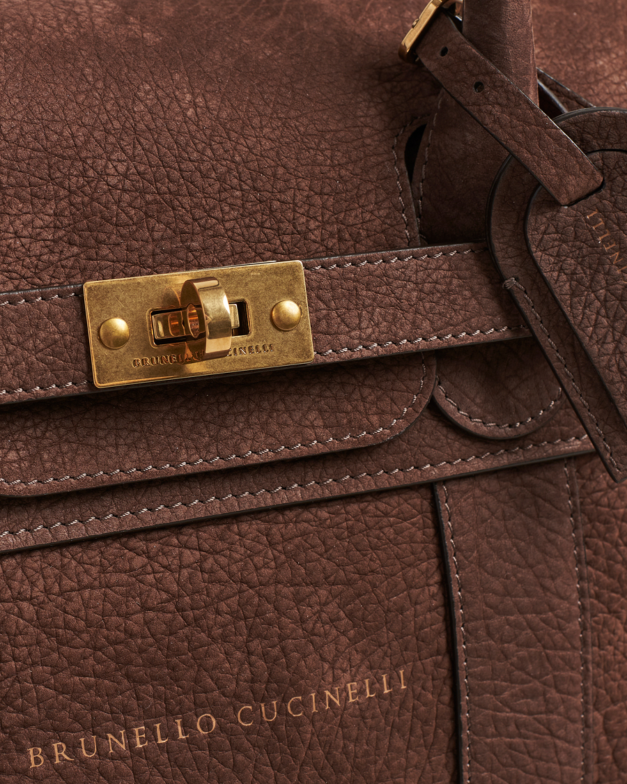 Hombres | Brunello Cucinelli Grain Leather Holdall Dark Brown | Brunello Cucinelli | Grain Leather Holdall Dark Brown