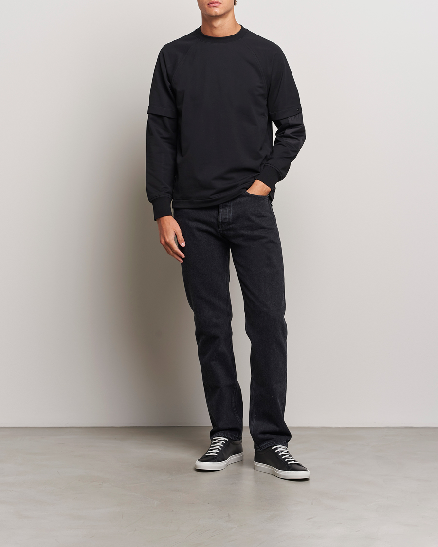 Hombres | Jerséis y prendas de punto | C.P. Company | Metropolis Fleece Cotton Pertex Crew Neck Black