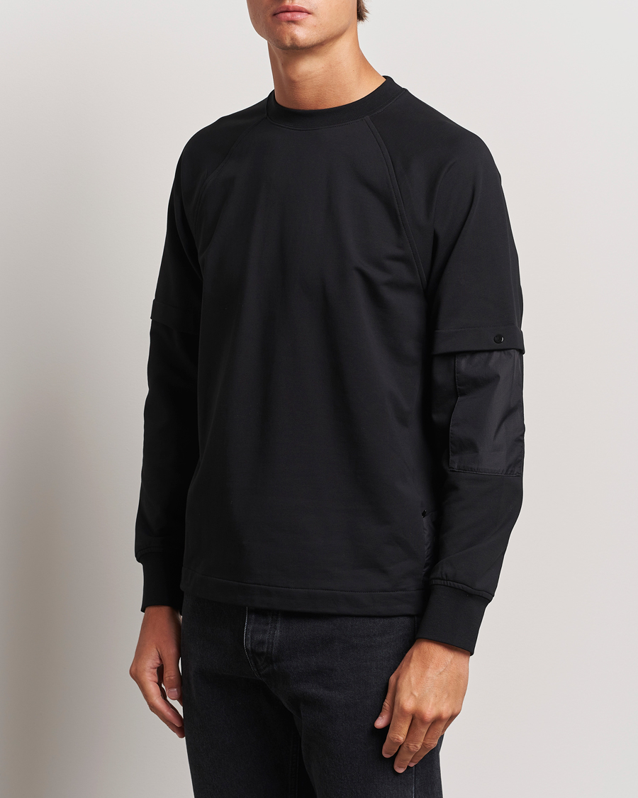 Hombres | Jerséis y prendas de punto | C.P. Company | Metropolis Fleece Cotton Pertex Crew Neck Black