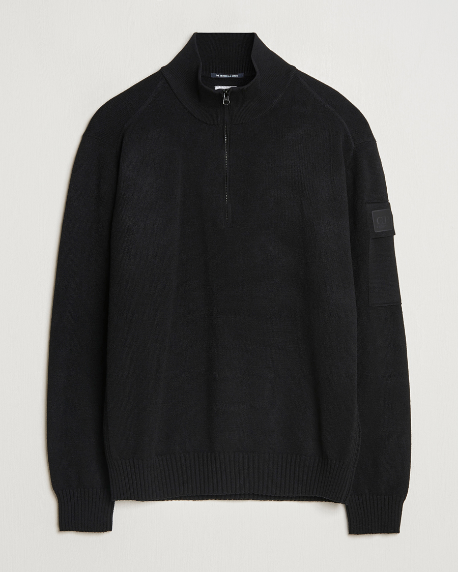 Hombres | Jerséis y prendas de punto | C.P. Company | Metropolis Knitted Wool Half Zip Black