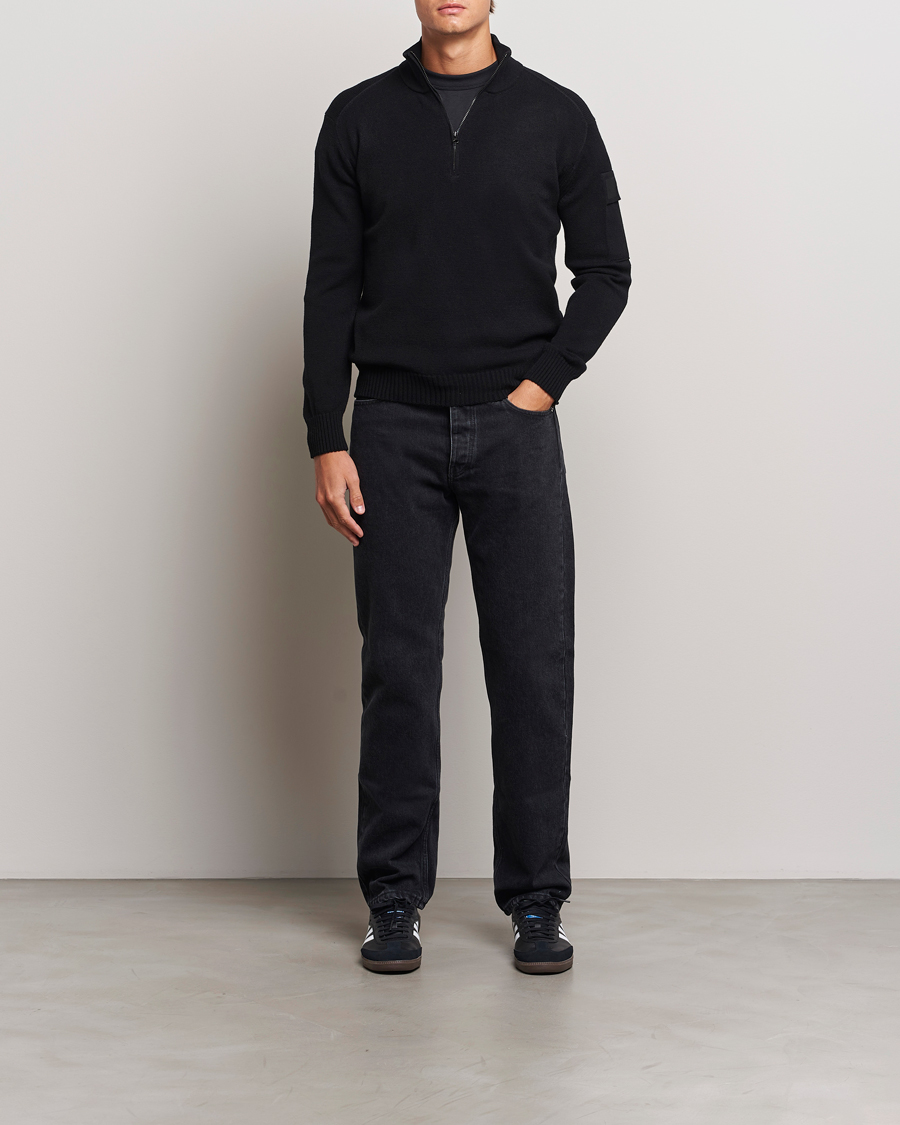 Hombres | Jerséis y prendas de punto | C.P. Company | Metropolis Knitted Wool Half Zip Black