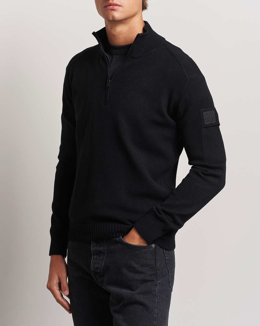 Hombres | Jerséis y prendas de punto | C.P. Company | Metropolis Knitted Wool Half Zip Black