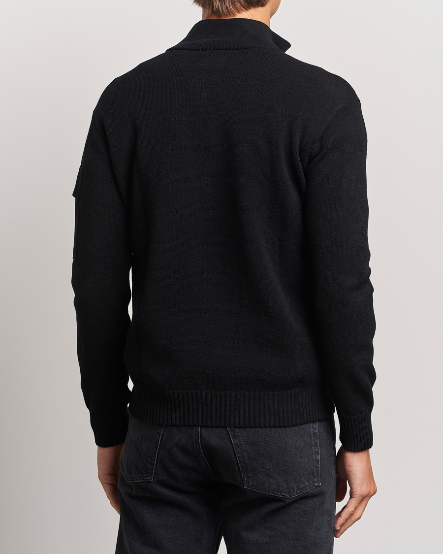 Hombres | Jerséis y prendas de punto | C.P. Company | Metropolis Knitted Wool Half Zip Black