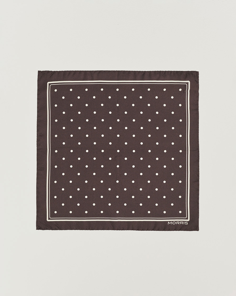 Hombres | Pañuelos de bolsillo | Morris | Dot Pocket Square Brown