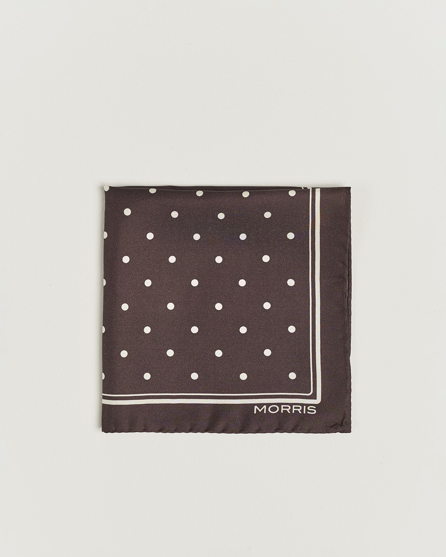 Hombres | Pañuelos de bolsillo | Morris | Dot Pocket Square Brown
