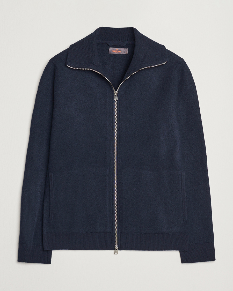 Hombres | Jerséis y prendas de punto | Morris | York Knitted Zip Jacket Navy
