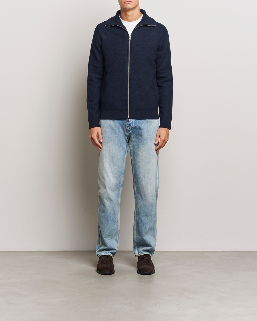 Hombres | Jerséis y prendas de punto | Morris | York Knitted Zip Jacket Navy