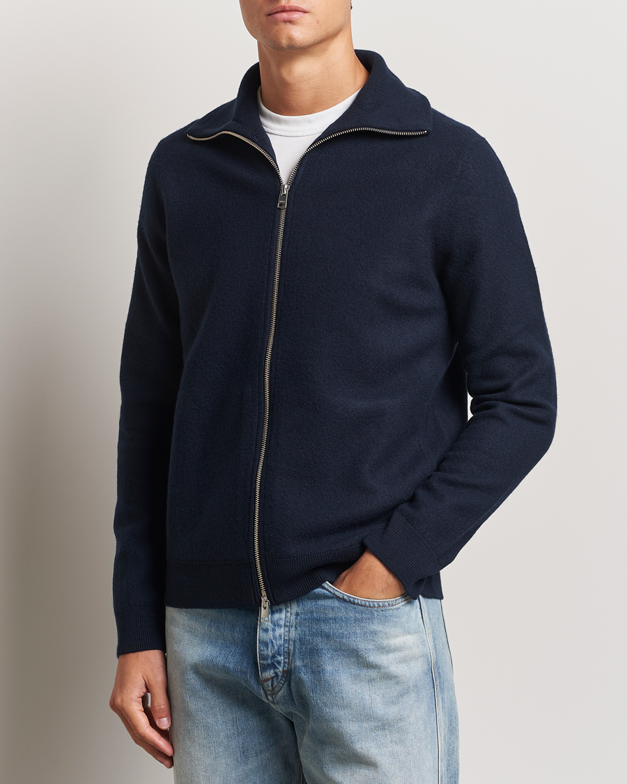 Hombres | Jerséis y prendas de punto | Morris | York Knitted Zip Jacket Navy