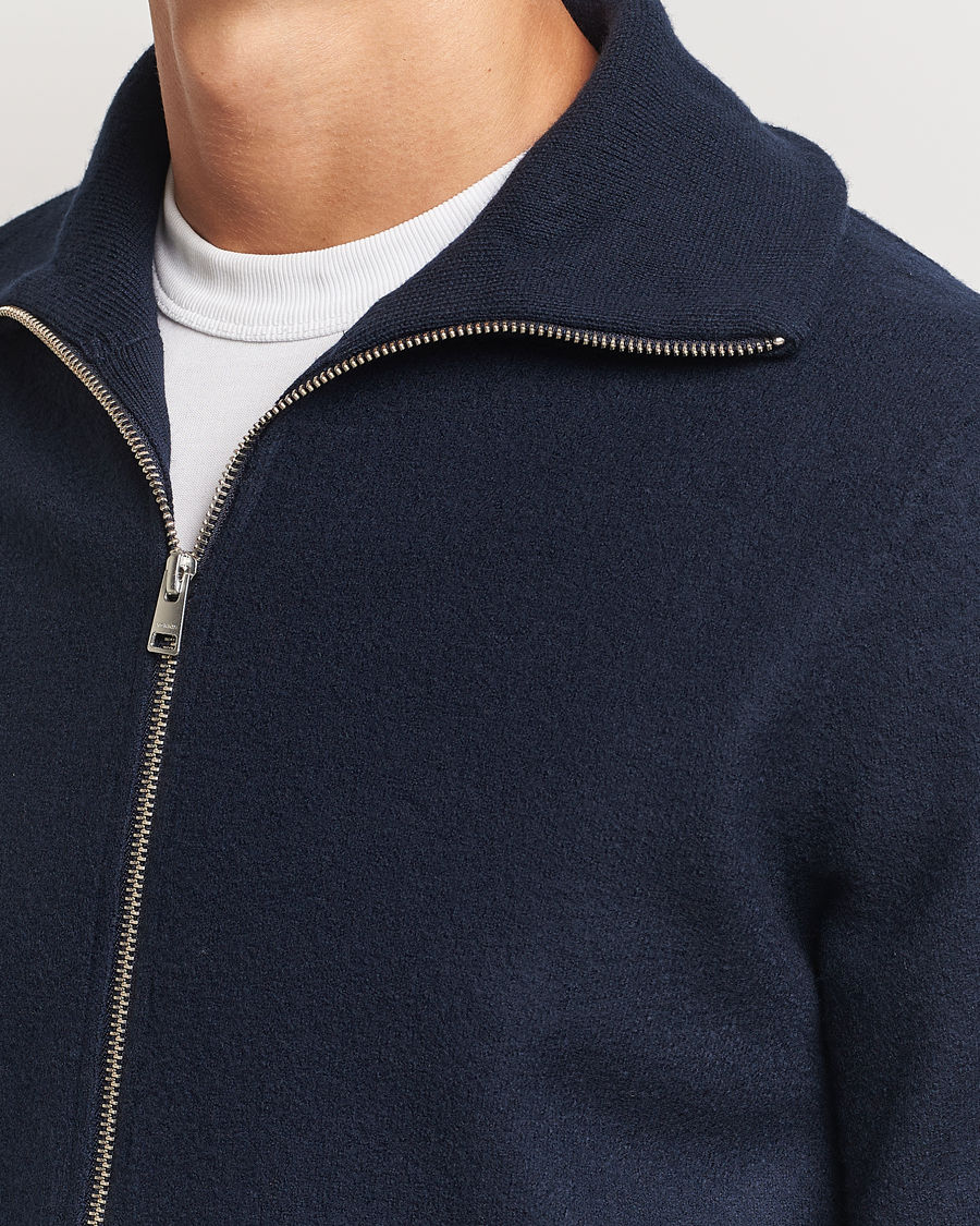Hombres | Jerséis y prendas de punto | Morris | York Knitted Zip Jacket Navy