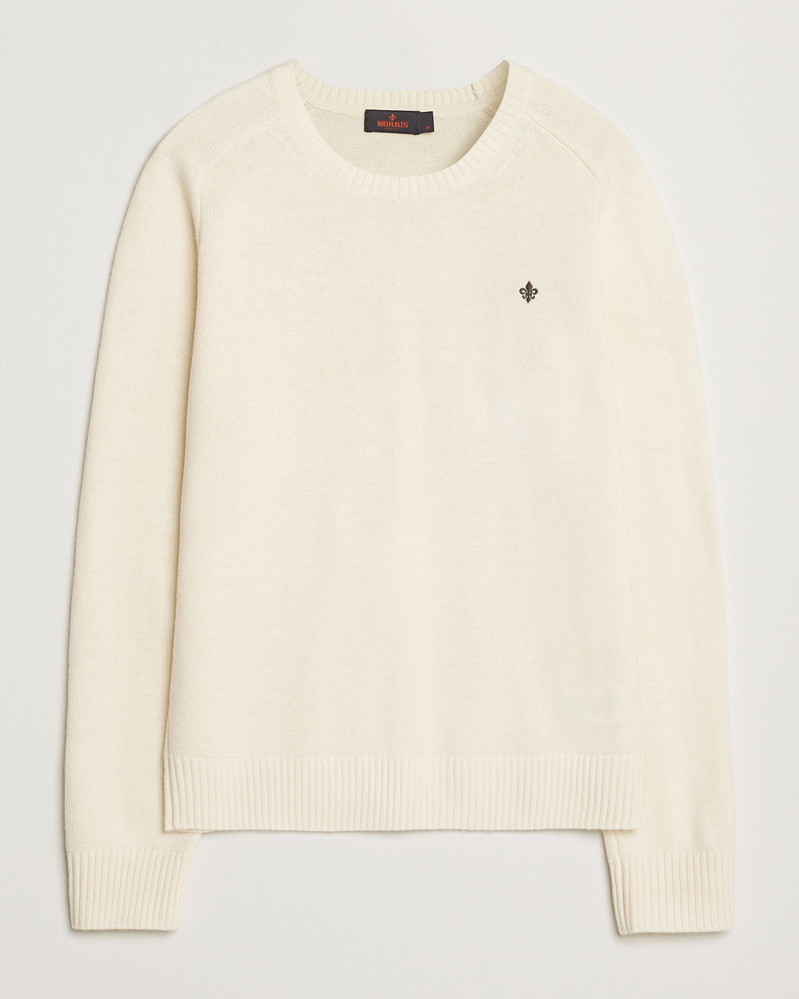 Hombres | Jerséis y prendas de punto | Morris | Hertford Merino Crew Neck Off White