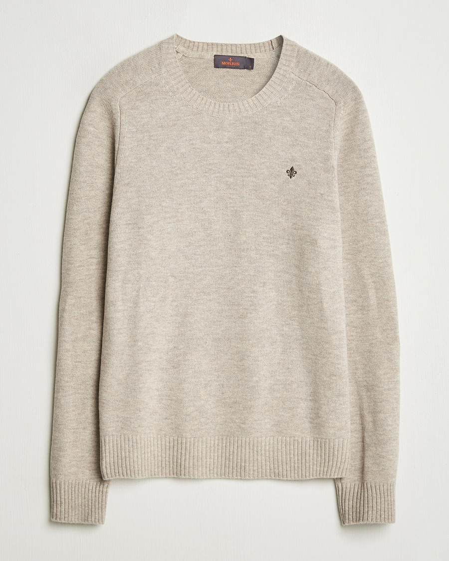 Hombres | Jerséis y prendas de punto | Morris | Hertford Merino Crew Neck Khaki
