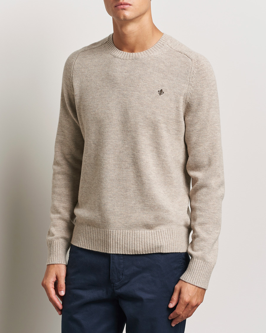Hombres | Jerséis y prendas de punto | Morris | Hertford Merino Crew Neck Khaki
