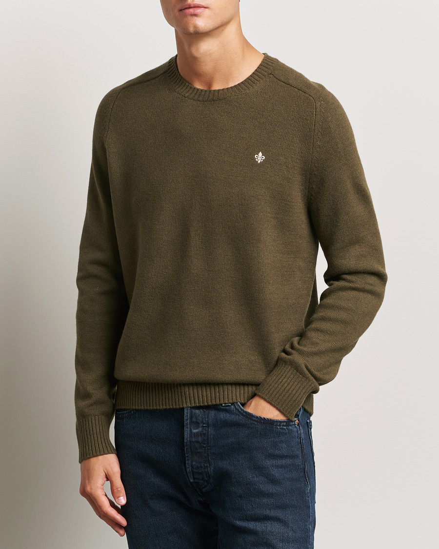 Hombres | Jerséis y prendas de punto | Morris | Hertford Merino Crew Neck Olive