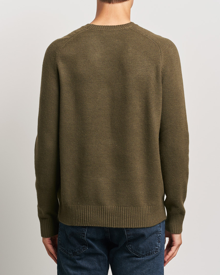Hombres | Jerséis y prendas de punto | Morris | Hertford Merino Crew Neck Olive